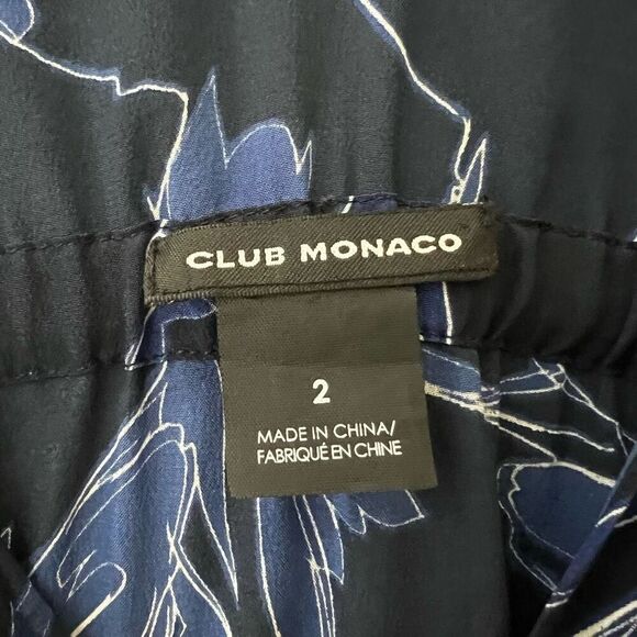 Club Monaco Blue Floral 100% Silk Kaftan Maxi Dress Women’s Size 2 - Picture 11 of 15
